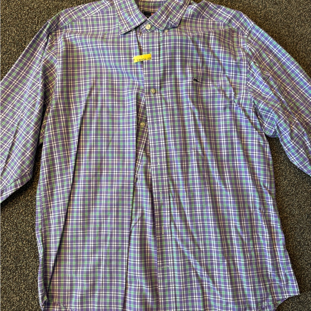 Vineyard Vines Men's Lavender Plaid Button Down Shirt